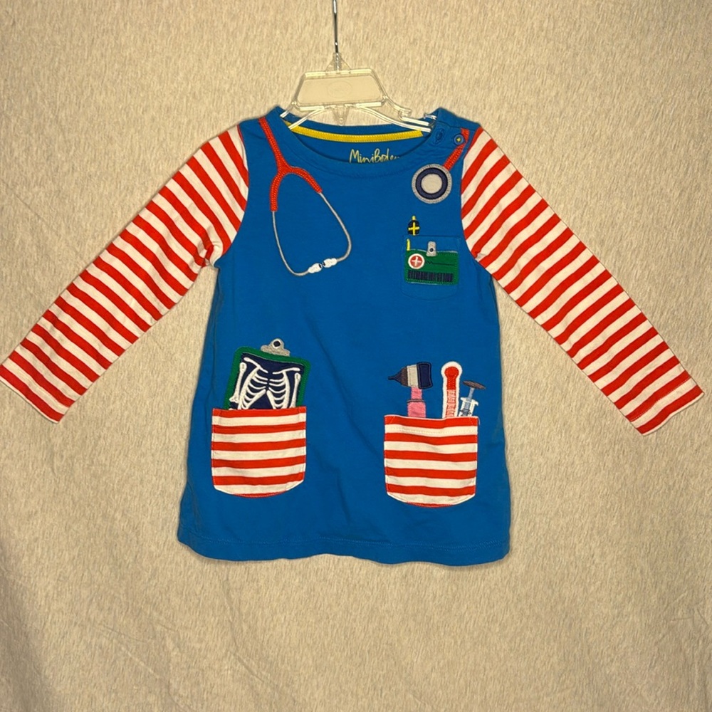 Mini Boden Girls Doctor Tunic Dress.  Size 2/3Y